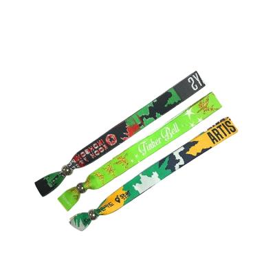 China Promotional Elastic Woven Party Wedding Event Festival Polyester Fabric Wristband Elastic Custom Wristband for sale