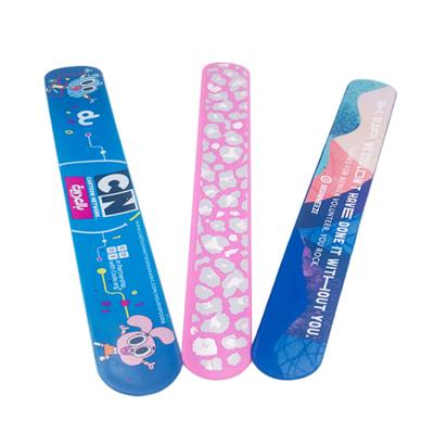 China Environmental Friendly Promotional High Quality Kids Printed Silicone Slap Band Wristband Gifts Slap Wristband Custom for sale