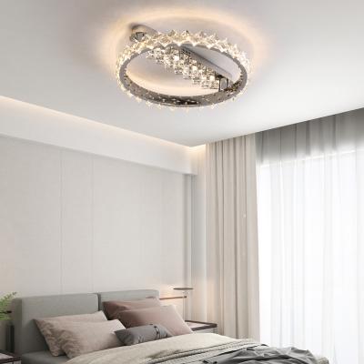 China Surface Mounted Creative Two Circle Around Living Room Luxury Modern Bedroom Crystal Led Ceiling Lights for sale