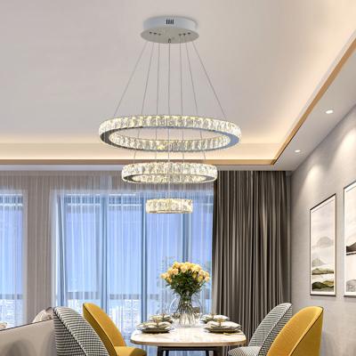 China 2021 Modern European Round Hotel Indoor Wedding Lighting Decoration Luxury Led Chandelier Hanging K9 Crystal Pendant Light for sale