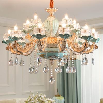 China Large Customized Ceramic Hotel American EUROPEAN Crystal LED Chandelier Large Chandelier K9 Modern Foyer LED for sale