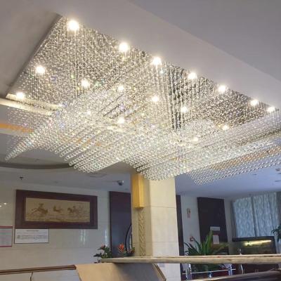 China Large Large Modern Luxury Hotel Pendant Modern Contemporary Vintage Staircase Long Lead Crystal Ceiling Chandelier Dining Room for sale