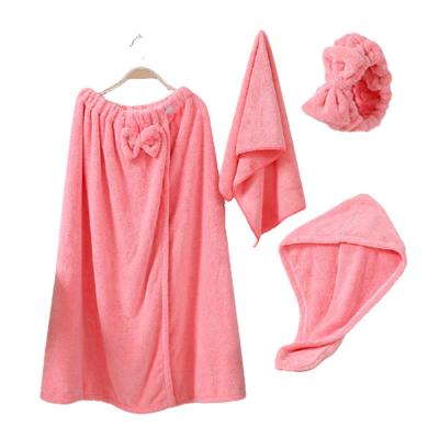 China 4 Pieces Bathdress Sustainable Towel Set Wearable Bath Towel Women Fast Dry Bath Wraps for sale