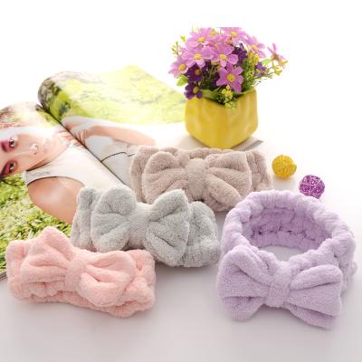 China High Quality Viable Washable Face Shower Headband Makeup Towel Hair Microfiber Bow Elastic Headband for sale