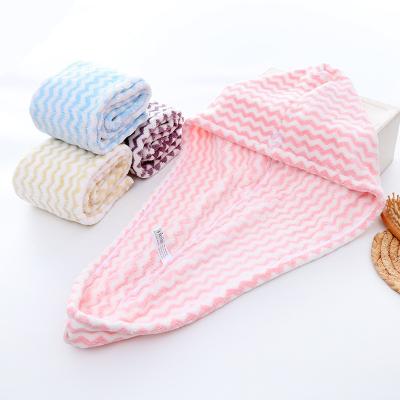 China Durable Microfiber Hair Towel Turban High Quality Stripe Custom Hair Dryer Towel for sale