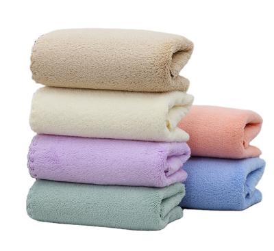 China Sustainable High Quality Microfiber Fabric Custom Coral Fleece Towel Face Hand Towel for sale