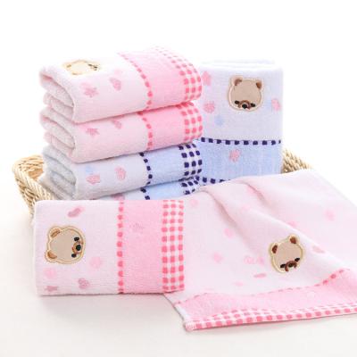 China 100%Cotton Cartoon Bear Jacquard Baby Face Towel Small Viable Soft Absorbent Cute Bath Towel 25*50cm for sale