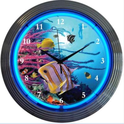 China 130V Mancave Neon Light Clocks Blue 7.0 Kgs Neon Tube Clock for sale