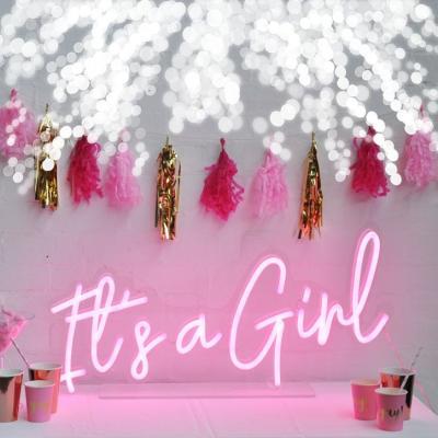 China Rose Gold Happy Birthday Girls Air Shimmer Wall Party LED Custom Neon Light Sign Custom Letters for sale