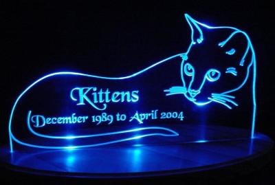 China 12cm Kitten Led Edge Lit Sign Custom Acrylic Edge Lit Signs Purple for sale