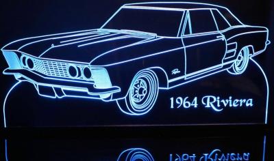 China 1964 Riviera Led Edge Lit Sign 240vac Blue Engraved Acrylic Led Signs for sale