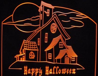 China Halloween Haunted Spooky Led Edge Lit Sign Acrylic 21cm 240vac for sale