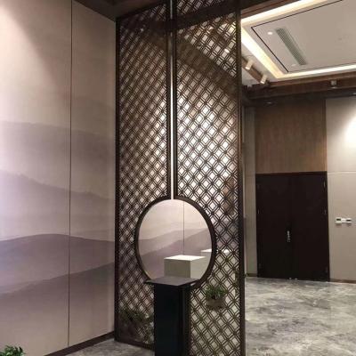 China New Modern Design Cheap Decorative Metal Folding Screen Room Divider For Reception Background for sale