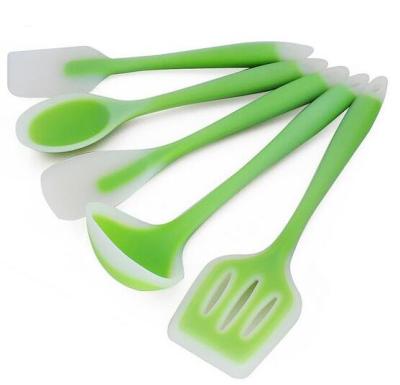 China Verde de curbata spatula paleta lingura termorezistent viable termorezistent utensil set din silicon bucatarie viable for sale