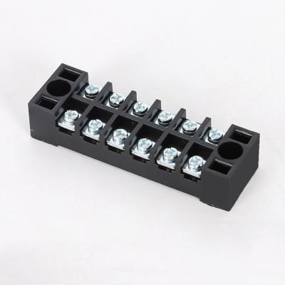 China Wire To Wire For Connecting Double Row 15A Fixed Terminal Block Box Covered Terminal Block 6 Screw Terminal Strip TB1506 for sale