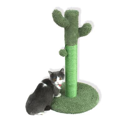 China Green Sisal Stocked Cat Scratching Post Tree Cactus Cat Tree Durable Interactive Pet Toys for sale