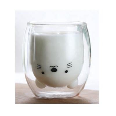 China 2022 Year High Sustainable Borosilicate Milk Mugs Tea Mugs Insulated Double Wall Bear Glass Coffee Mug for sale