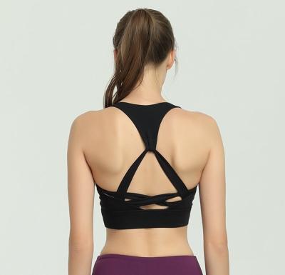 China Cheap wholesale high quality strappy back cheerleading sports bra for sale