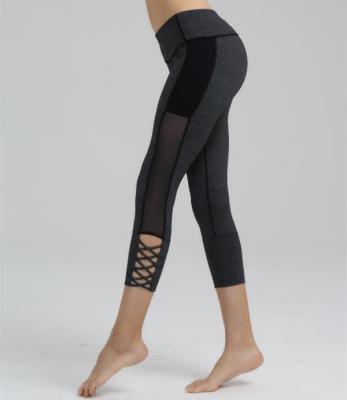 China Wholesale mesh ventilation along sides fashionable design breathable yoga capri leggings for sale