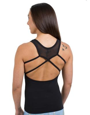 China Hot sale fitness yoga top with mesh detail fitness tank top for sale