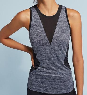 China OEM customized sports gym wear sexy mesh panel decorated women sports wear for sale