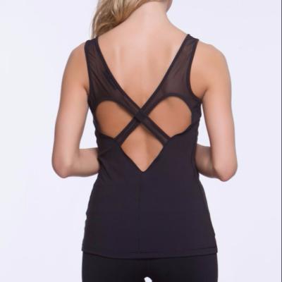 China Women fitness wear Mesh straps cut-outs tank tops fitness for sale