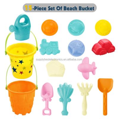 China Hot Selling Eco-Friendly Bucket 8Pcs 4pcs 5 Pcs 2pcs 19pcs Sand Molds Portable Set Silicone Kids Beach Toys BT-01 for sale