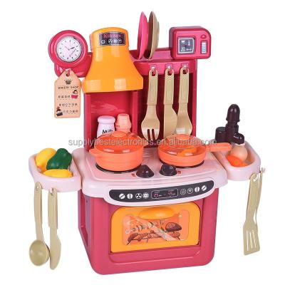 China ABS Kids Pretend Play Kitchen Playsets Toy with Lights and Sounds, Boys and Girls Realistic Kitchen Toy Cooking Tools for sale