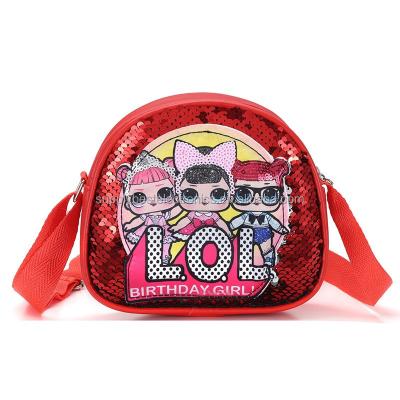 China Fashion OEM Cheap Fashion Shoulder Bags Cute LOL Leather Sequins Small Clip Handbags For Kids for sale