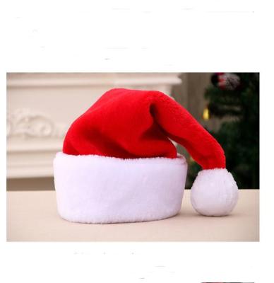 China Party Velvet Christmas Hats Santa Claus Adult Kids Plush Christmas Accessory Hat For Decorations Party for sale