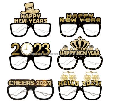 China 2023 New Years Party Decorations Hello 2023 Glasses 3D New Years Party Decoration 2023 Years Glasses For Happy New Year Decoration for sale