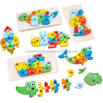 China 18 Designs Montessori DIY Toy 18 Designs Wooden Toys Child Jigsaw Puzzle 3D Dinosaur Early Educational Baby Jigsaw Animal Education for sale