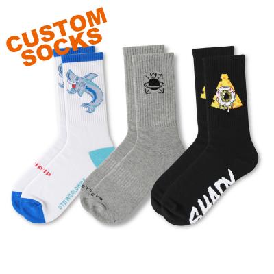 China QUICK DRY OEM Custom Logo Custom Design White Color Mens Tube Cotton Sports Socks Sporty Pattern Crew Socks Sport Socks Running Lot for sale