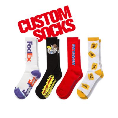 China OEM XX QUICK DRY cotton knitted custom design embroidered men's embroidery custom colorful fashion socks custom logo crew socks stock lot for sale