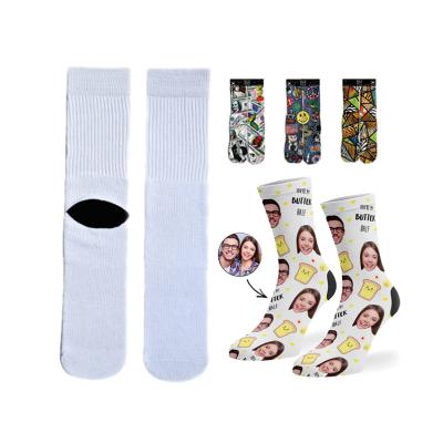 China QUICK DRY custom logo sublimation 3d printed blank white socks digital printing design your own photo tube sock for men and women for sale