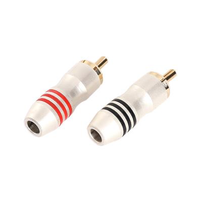 China audio & RCA-31good quality RCA male adapter gold speaker jack RCA video jack cable connector for wire to audio cable for sale