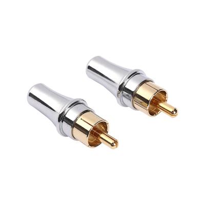 China audio & RCA-47-A RCA Male Adapter Gold Speaker Jack High Quality Video Jack Cable Connector for sale