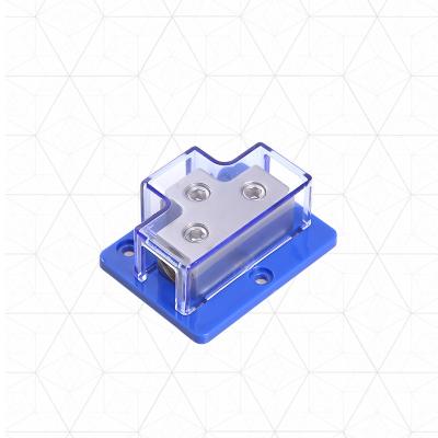 China DB-3 1X0GA input/2X4GA output copper plate auto audio power distribution splitter amperecable junction box for sale