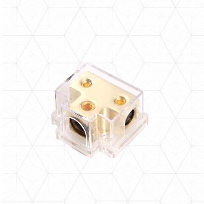 China Auto DB-33 1X 0(4) GA input/2X4GA output power distribution zinc alloy block car refitting cable splitter junction box stereo connector for sale