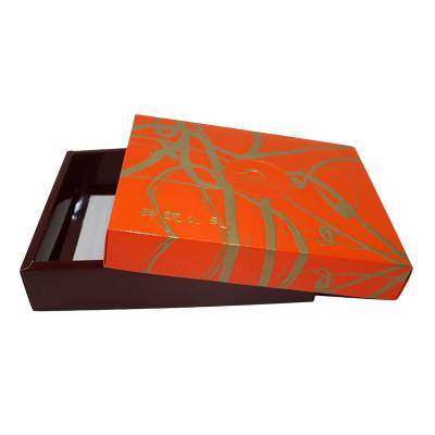 China Custom Luxury Orange Logo Printed Rigid Lid Box Gift Packaging Paper Box FUHING Materials Recycled High Quality Cardboard Lid And Low Box for sale