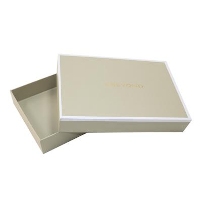 China Luxury Recycled Materials Apparel Packaging Box Gift Box Custom Lid FUHING Logo Printed Rigid Cardboard Paper and Raw Paper Box for sale