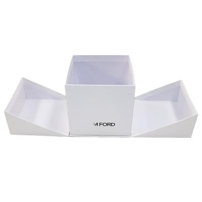 China Recycled Materials FUHING Custom Design Flap Lid Door Paper Box Double Square Coated Paper Box Paper Packaging Lid And Base Box for sale