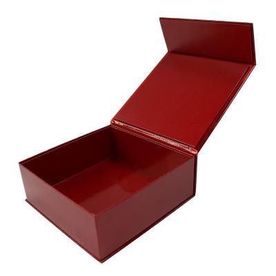 China Recycled Materials FUHING Red Custom Luxury Recyclable Cardboard Rigid Paper Logo Magnetic Flip Paper Box Packaging Premium Flip Top Gift Boxes for sale