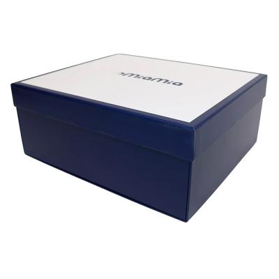 China FUHING Recyclable Low Price Custom Logo Printing Decorative Large Foldable Packaging Gift Paper Box Blue Lid and Low Paper Gift Box for sale