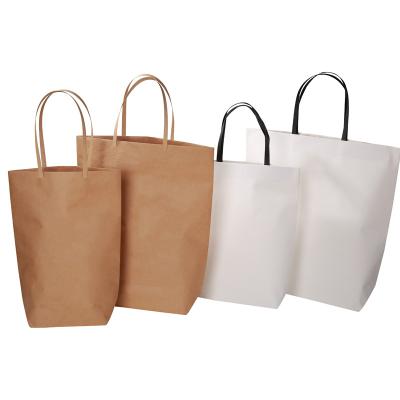 China Recyclable Custom White Brown Kraft Cardboard Paper Bags Fashion Kraft Bag Shopping Packaging Printed Your Own Logo With Handles for sale