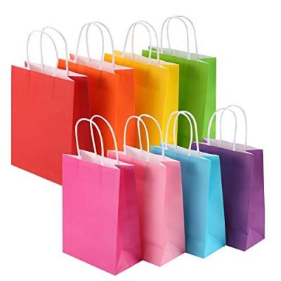 China Recyclable Custom Logo Kraft Paper Bag White Pink Purple Kraft Paper Red Blue Yellow Gift Color Printed Paper Bag Shopping For Clothing for sale