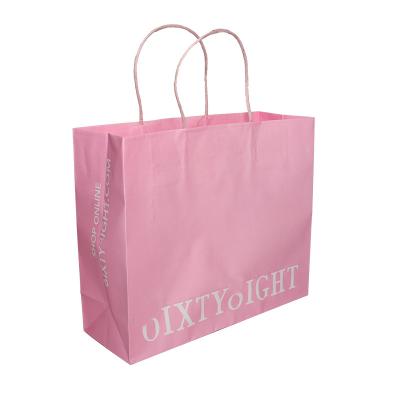 China Small Recyclable Luxury Pink Tote Bag Custom Printed Logo Gift Pouch Paper Packaging Paper Bag Birthday Gift Pink Bag for sale