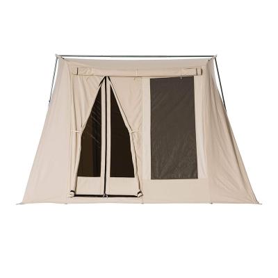 China New Arrival Cotton Camping Tent Spring Tent Double Layer Waterproof Bow Spring Cable Canvas Glamping Tent For Family Event for sale