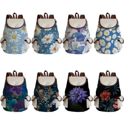 China Anti-theft Custom Pattern Backpacks Factory Floral Printed Girls School Bags Student Backpacks Women Drawstring Shoulder Schoolbag Wholesale for sale