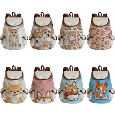 China Cute animal corgi printed casual female backpack Anti-theft backpack cartoon dog high capacity girl school bag for student Custom Pattern for sale